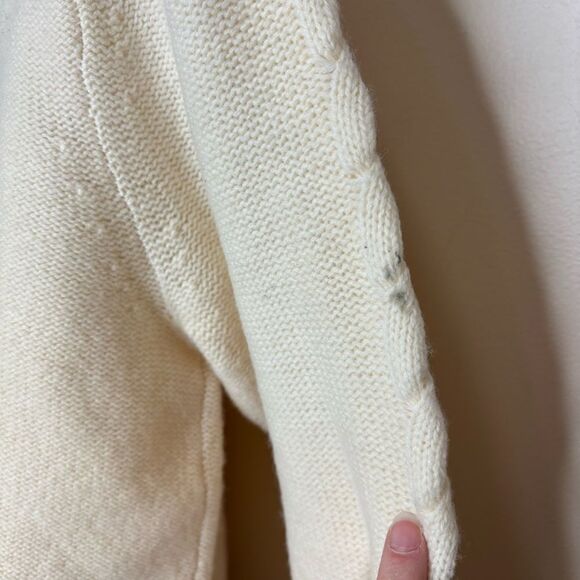 Pendleton 100% Lambswool Full Zip Cable Knit Ladies Sweater Cream Size large - Picture 3 of 7